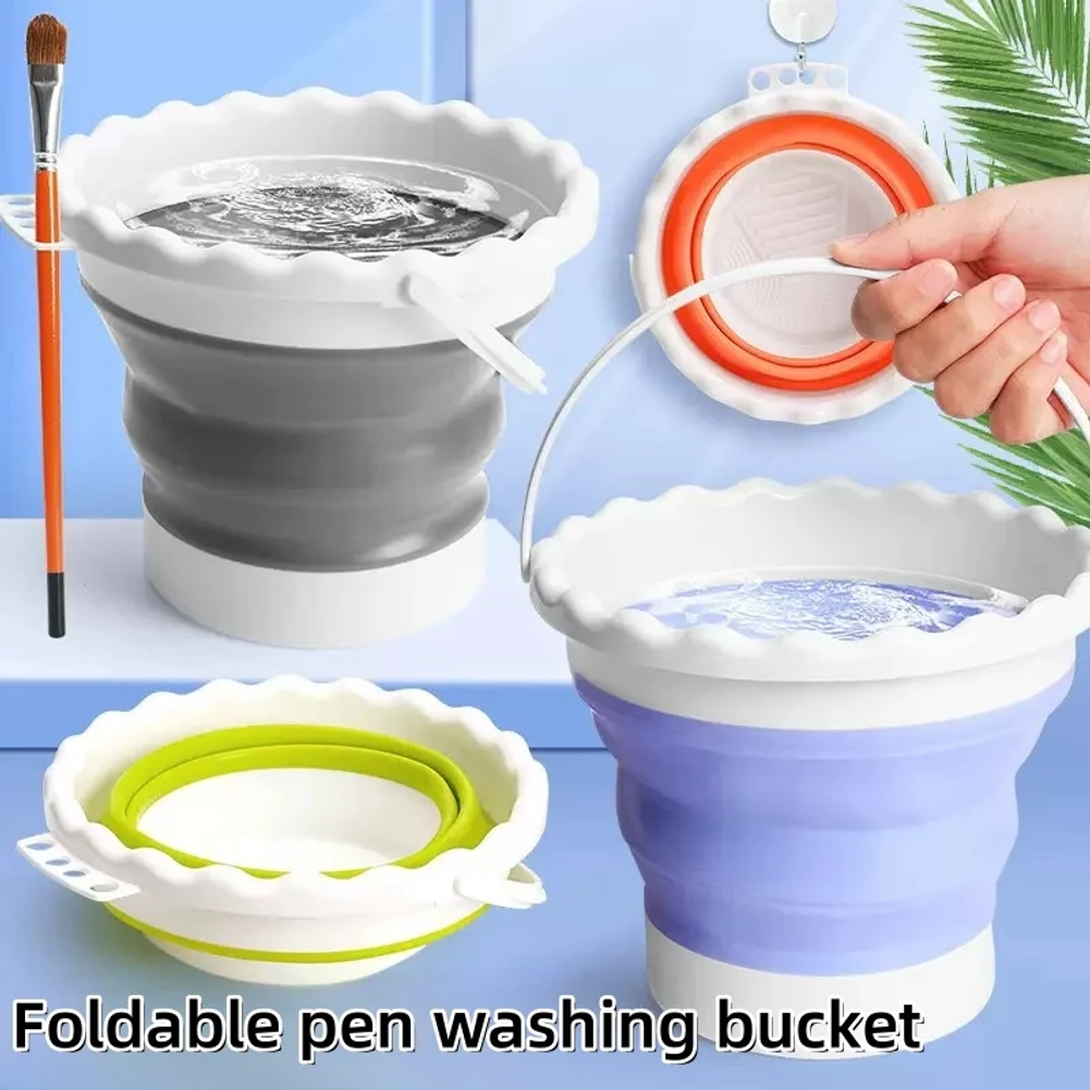 Art & Craft Paper For Kids - Collapsible Foldable Paint Brush Water Bucket