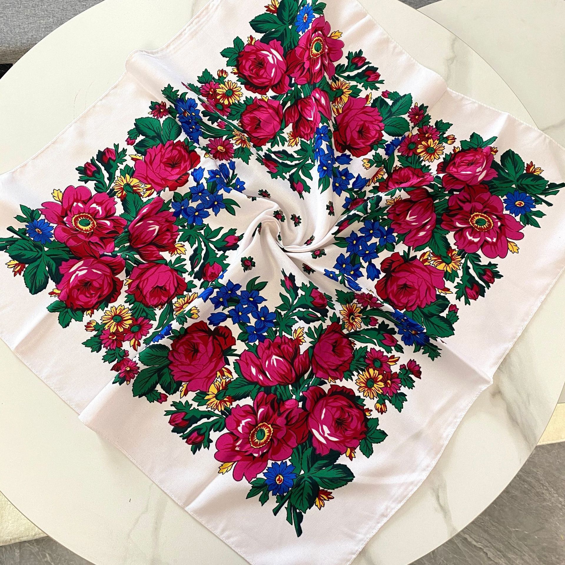 Art And Craft Hair - 70*70cm Russian Floral Square Scarf Women