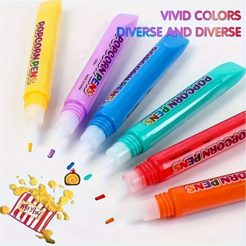 Art Craft Activities - 6pcs Puffy Popcorn Art Pens, 3D