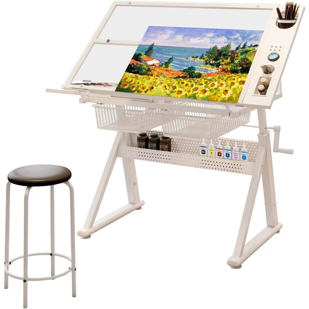 Art & Craft Paper For Kids - Adjustable Artistic Drafting Table with Tempered