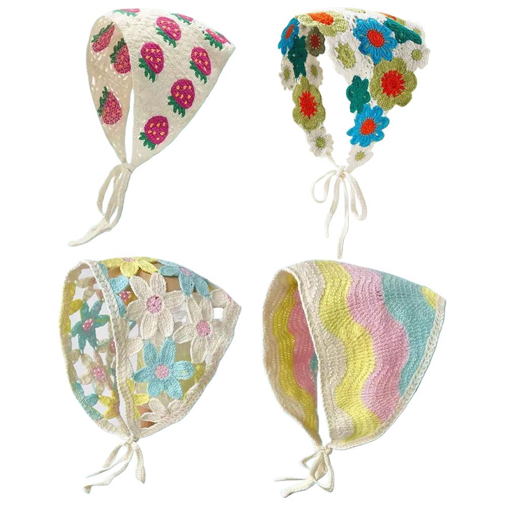 Art And Craft Hair - Handmade Crochet Flower Triangle Headband Breathable