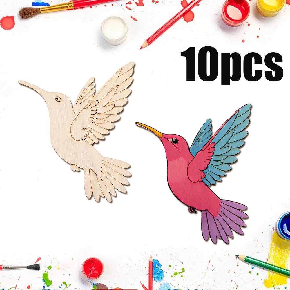 Art & Craft Paper For Kids - 10pcs Unfinished Wood Animal Bird Cutouts,Wooden
