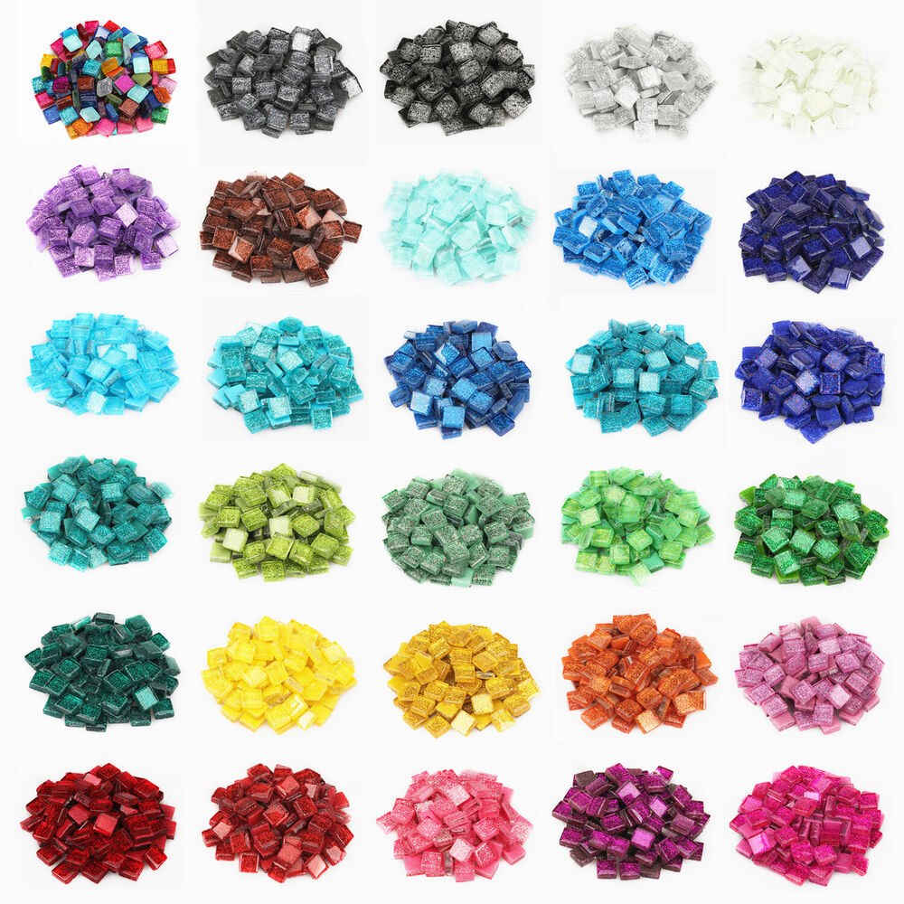 Art Craft Hobbies - 100g Glitter Glass Mosaic Tiles Crafting