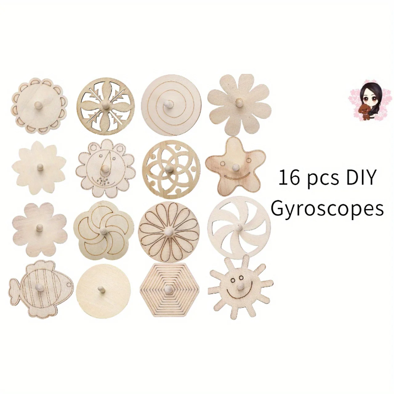 16pcs Wooden Spinning Top Craf - Art Craft Ideas For Kids review and price