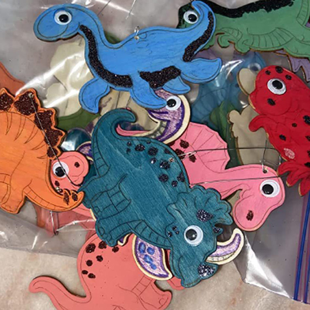 8Pcs Dinosaur Wood Pieces DIY  - Art Craft Dinosaurs review and price