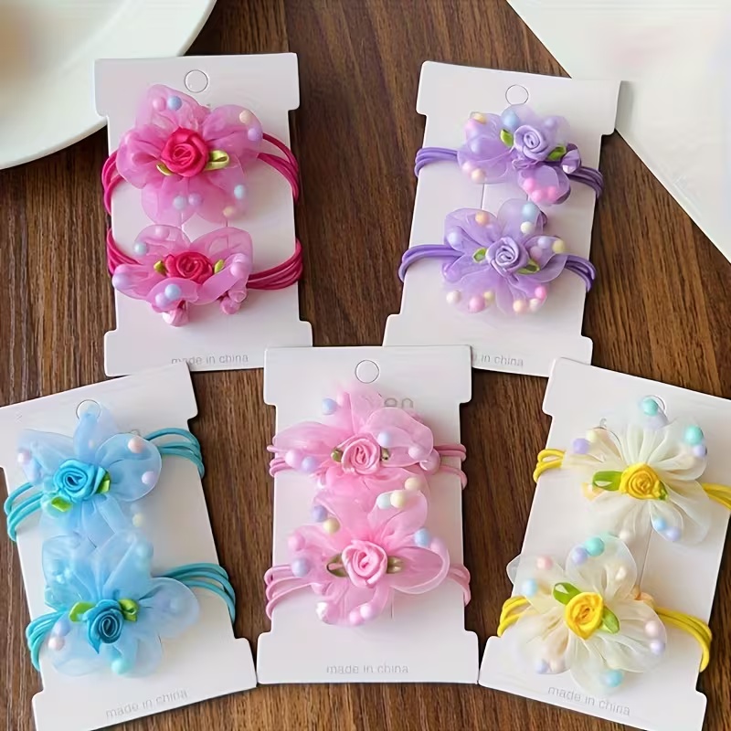 5/10pcs Girls Flower Hair Ties - Art And Craft Hair review and price