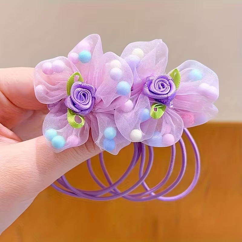 5/10pcs Girls Flower Hair Ties - Art And Craft Hair review and price