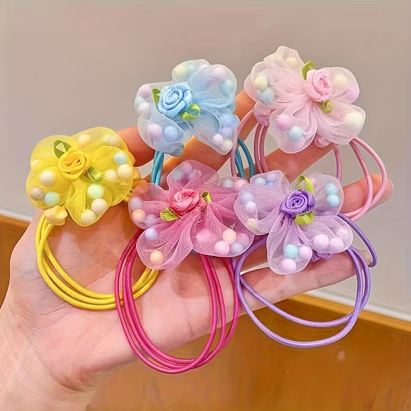 5/10pcs Girls Flower Hair Ties - Art And Craft Hair review and price